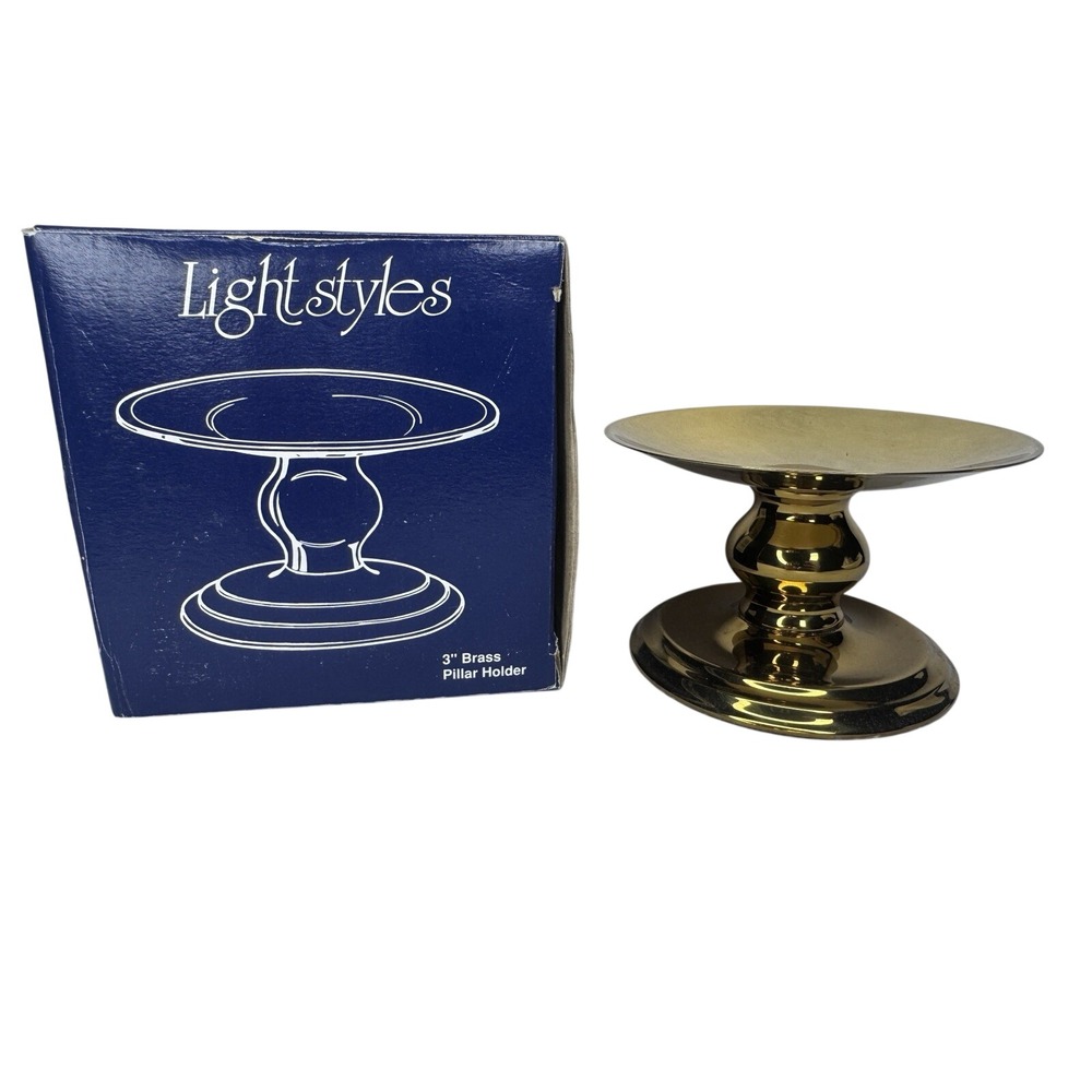 Colonial Candle Lightstyles Brass Pillar Holder #J3700 3" Candlestick NEW